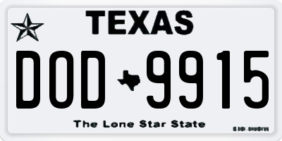 TX license plate DOD9915
