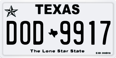 TX license plate DOD9917