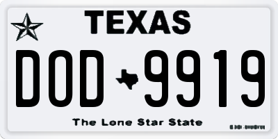 TX license plate DOD9919