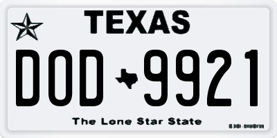 TX license plate DOD9921