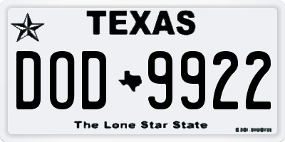 TX license plate DOD9922