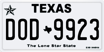 TX license plate DOD9923