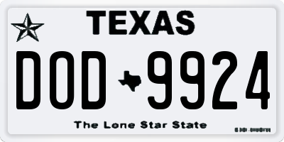 TX license plate DOD9924