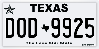 TX license plate DOD9925