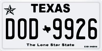 TX license plate DOD9926