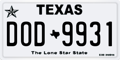 TX license plate DOD9931