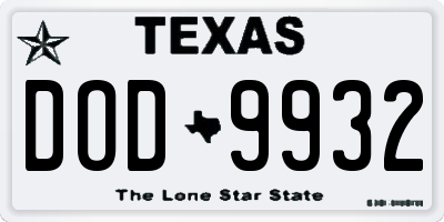 TX license plate DOD9932