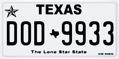 TX license plate DOD9933