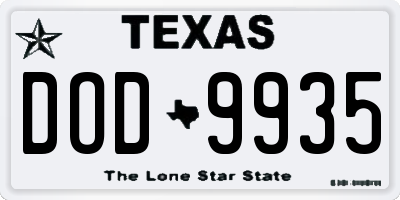 TX license plate DOD9935