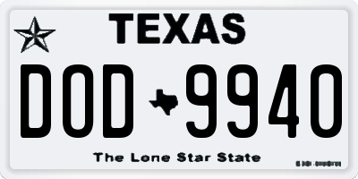 TX license plate DOD9940