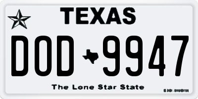 TX license plate DOD9947