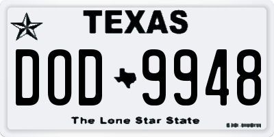 TX license plate DOD9948