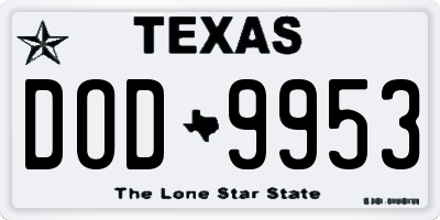 TX license plate DOD9953