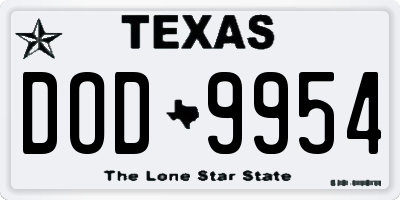 TX license plate DOD9954