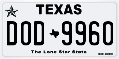 TX license plate DOD9960