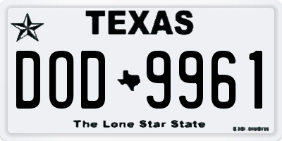 TX license plate DOD9961