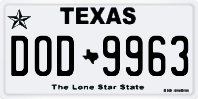 TX license plate DOD9963