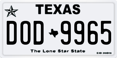 TX license plate DOD9965