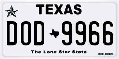 TX license plate DOD9966