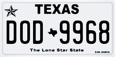 TX license plate DOD9968