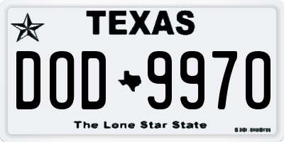 TX license plate DOD9970