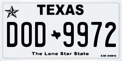 TX license plate DOD9972