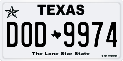 TX license plate DOD9974