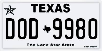 TX license plate DOD9980