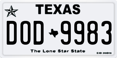 TX license plate DOD9983