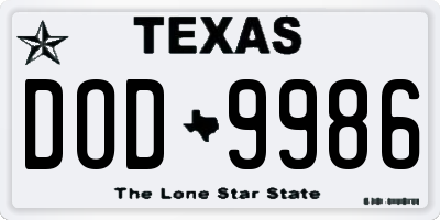 TX license plate DOD9986