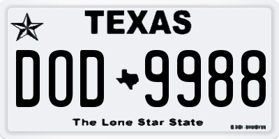 TX license plate DOD9988