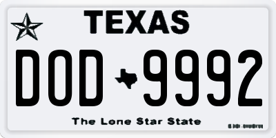 TX license plate DOD9992