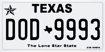 TX license plate DOD9993