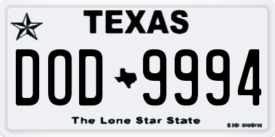 TX license plate DOD9994