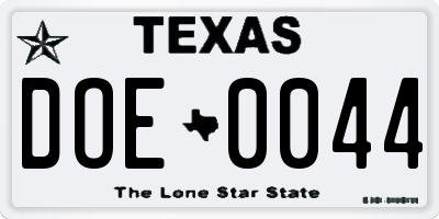 TX license plate DOE0044