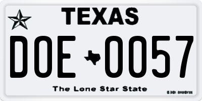 TX license plate DOE0057