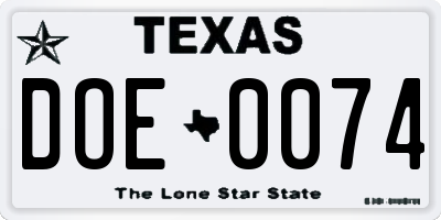 TX license plate DOE0074