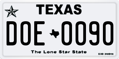 TX license plate DOE0090