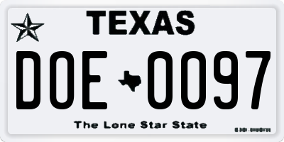 TX license plate DOE0097