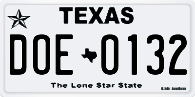 TX license plate DOE0132