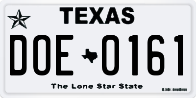 TX license plate DOE0161