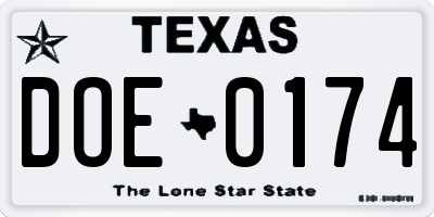 TX license plate DOE0174