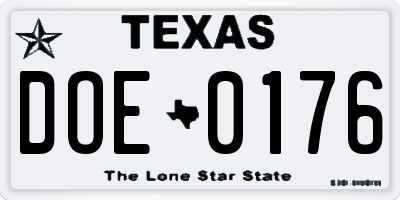 TX license plate DOE0176