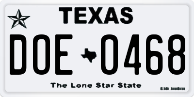 TX license plate DOE0468