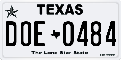 TX license plate DOE0484