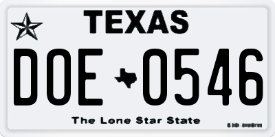 TX license plate DOE0546