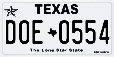 TX license plate DOE0554