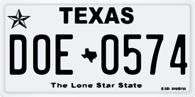 TX license plate DOE0574