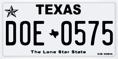 TX license plate DOE0575