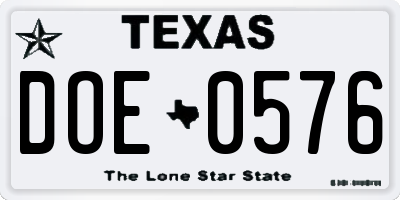 TX license plate DOE0576